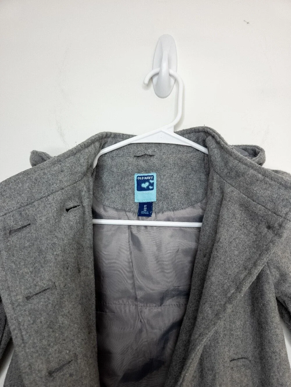 Old Navy Double Breasted Pea Coat Size 4T Girls Jacket Gray Hooded